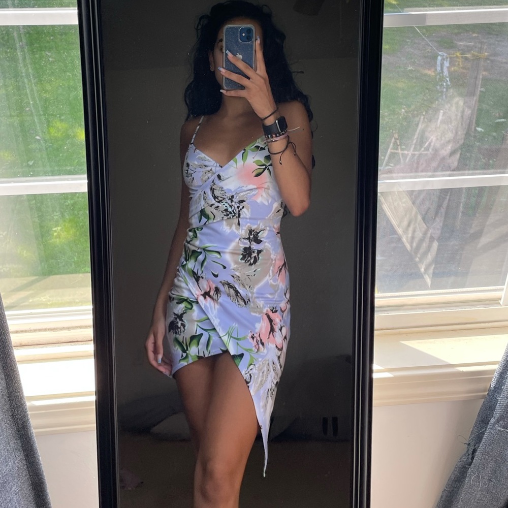 Pitaya Asymmetrical Floral Dress